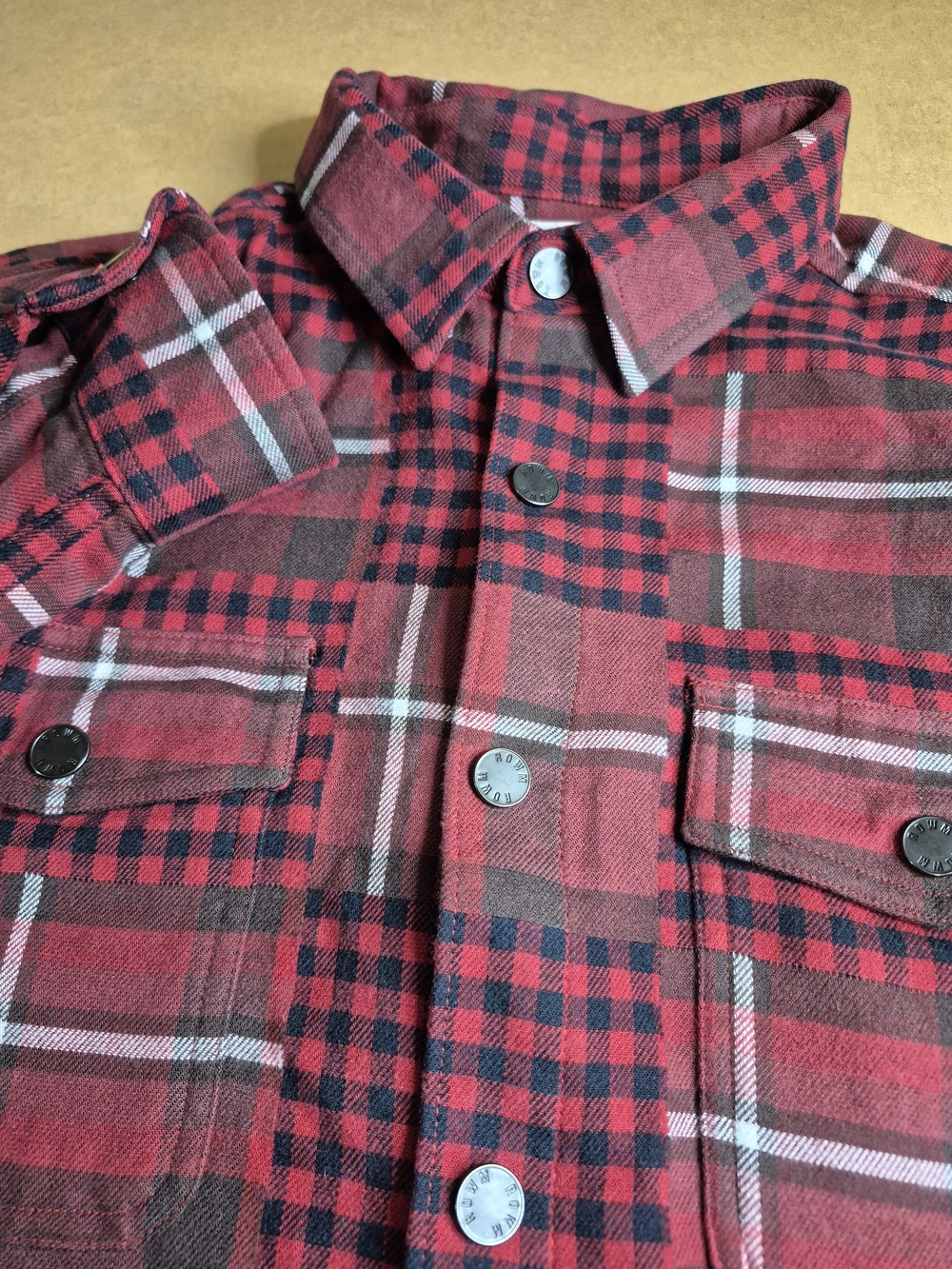 ROWM Men's Red Plaid Button-Down Casual Shirt Jacket 4598/7